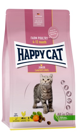 Сухий корм Happy Cat Junior Land Geflügel для молодих котів з 4 місяців до 1 року зі смаком птиці, 300 г, 70538