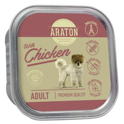 Вологий корм для дорослих собак з куркою ARATON Adult with chicken, 150 г