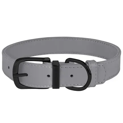 Нашийник для Собак Шкіряний BronzeDog Premium з Металевою Фурнітурою Сірий 2XL: додаткове фото 4