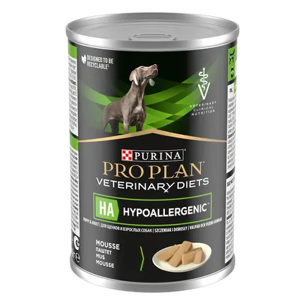 Purina Pro Plan Veterinary Diets HA Hypoallergenic Консерви гіпоалергенні для цуценят і дорослих собак, мус 400 г