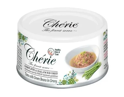Cherie Complete & Balanced Tuna and Green Beans Вологий корм для котів для підтримки здоров’я шерсті та шкіри з тунцем та зеленою квасолею 80 г