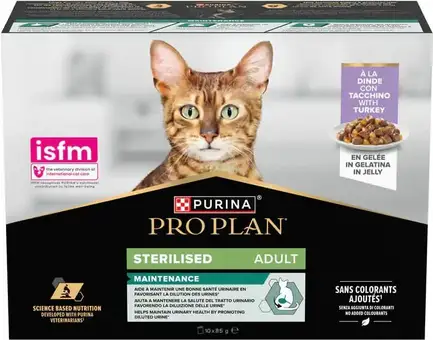 Purina Pro Plan Sterilised набір вологого корму для стерилізованих котів з індичкою 10x85г