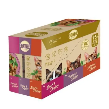 ARATON Cats Set Adult Сет вологого корму для дорослих котів, 12x85 г