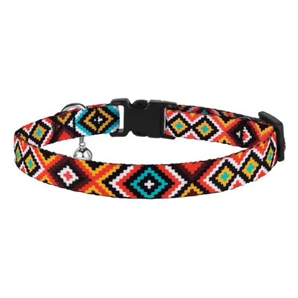 Нашийник для Котів BronzeDog Urban Гуцульський Нейлоновий з Пластиковою Пряжкою та Дзвіночком Помаранчевий XS: додаткове фото 3