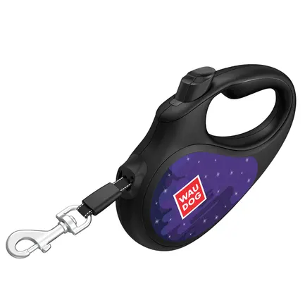 Повідець-рулетка для собак WAUDOG R-leash, малюнок "Більше космосу", світловідбиваюча стрічка, XS, до 12 кг, 3 м чорний: додаткове фото 4