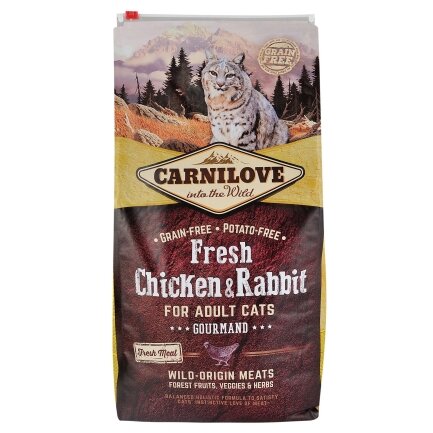 Сухий корм Carnilove Fresh Chicken &amp; Rabbit для дорослих котів, курка та кролик, 6 кг — Фото 2