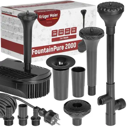 Фонтан-фільтр для ставка Kruger Meier FountainPure 2000 — 3 в 1: насос, фільтр, фонтан (1500 л/год): додаткове фото 2