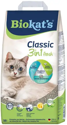 Наповнювач Biokats Classic Fresh 3in1 для котячого туалету, бентонітовий, 18 л