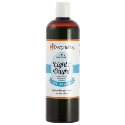 Шампунь Dezynadog Light Bright для посилення кольору білих срібних та кольорових порід собак додає блиск та посилює колір 500 мл