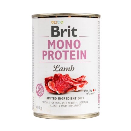 Вологий корм Brit Mono Protein Lamb для собак, з ягнятиною, 400 г