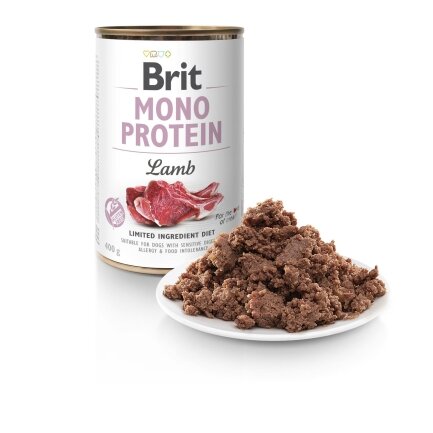 Вологий корм Brit Mono Protein Lamb для собак, з ягнятиною, 400 г — Фото 1