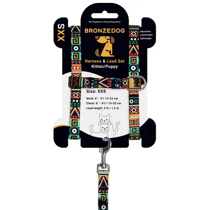 Шлея з повідцем для Котів та Дрібних Собак BronzeDog Urban Етнічна Ментол XS: додаткове фото 3