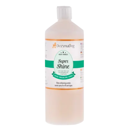 Спрей-сироватка Dezynadog Super Shine для блиску кондиціонує шерсть полегшує ковзання гребінця по шерсті, з протеїном, 1 л