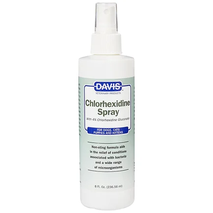 Davis Chlorhexidine Spray ДЕВІС ХЛОРГЕКСИДИН спрей з 4% хлоргексидином для собак і котів із захворюваннями шкіри та шерсті 0,237 л