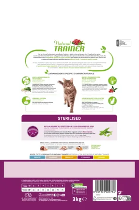 Natural Trainer Super Premium Adult Sterilised сухий корм з індичкою для стерилізованих котів 3 кг: додаткове фото 2