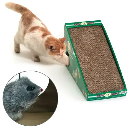 Flamingo Scratching Board ФЛАМІНГО похильна картонна кігтеточка з мишкою для котів 59х21х32 см