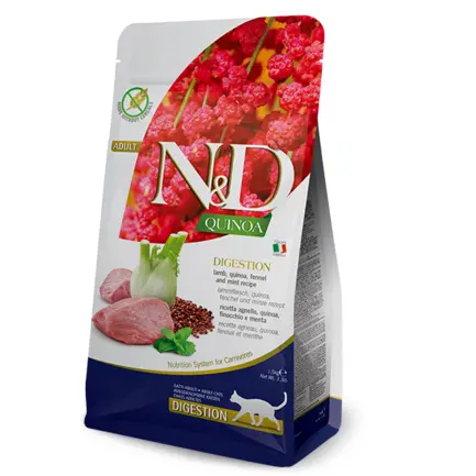 Сухий дієтичний корм Farmina N&D Quinoa Digestion ADULT для котів, рекомендований у разі порушень травлення ягням та кіноа, 300 г