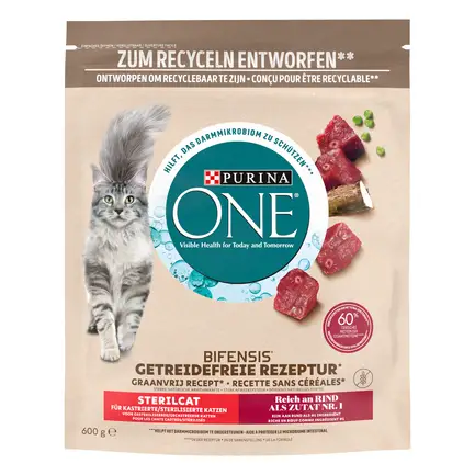 Сухий корм PURINA ONE Grain Free (Грейн Фрі) беззерновий для дорослих котів після стерилізації комплекс Bifensis з яловичиною 600 г: додаткове фото 2