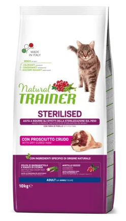Natural Trainer Super Premium Adult Sterilised сухий корм з сиров’яленою шинкою для стерилізованих котів 10 кг