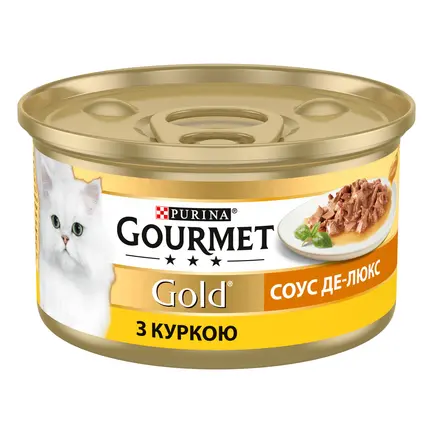 Вологий корм GOURMET Gold "Соус Де-Люкс" для дорослих котів шматочки в соусі з куркою 85 г: додаткове фото 2