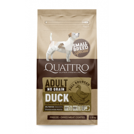 Quattro Adult Duck Small Breed корм для дорослих собак дрібних порід з качкою 1,5 кг