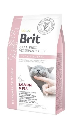 Сухий корм Brit GF VetDiet Cat Hypoallergenic для котів, з харчовою алергією та непереносимістю, з лососем та горохом, 2 кг