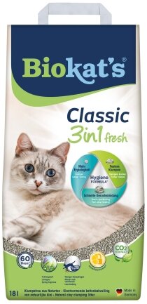 Наповнювач Biokats Classic Fresh 3in1 для котячого туалету, бентонітовий, 18 л — Фото 2