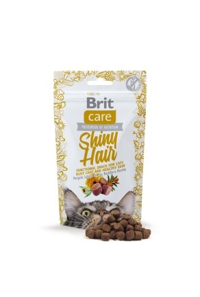 Функціональні ласощі Brit Care Shiny Hair з лососем для котів, 50г — Фото 1