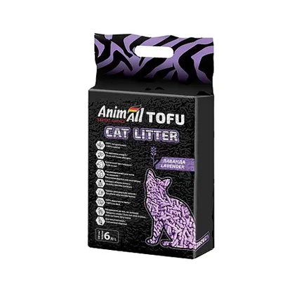 Соєвий наповнювач AnimAll Tofu Lavender з ароматом лаванди, для котів, 6 літрів (2,6 кг)