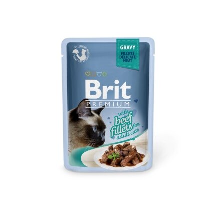 Вологий корм Brit Premium Cat Pouch для котів, філе яловичини в соусі, 85 г — Фото 2
