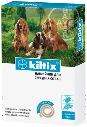Нашийник Bayer Kiltix проти бліх та кліщів для собак, 48 см