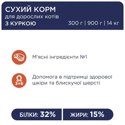 C4P Преміум "Курка". Сухий корм для дорослих котів 0,9 кг: додаткове фото 4