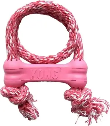 Іграшка KONG Puppy Goodie Bone кістка з мотузкою для цуценят мініатюрних порід, XS
