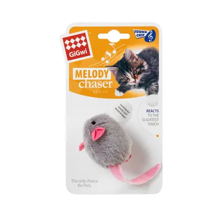 Іграшка для котів Мишка з електронним чіпом GiGwi Melody chaser, штучние хутро, 6 см: додаткове фото 2