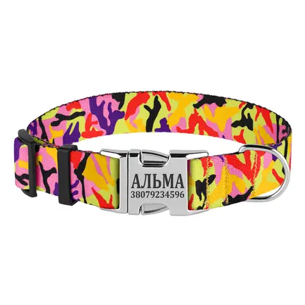 Нашийник для Собак BronzeDog Urban Camo Нейлоновий з Металевою Пряжкою Помаранчевий XL: додаткове фото 2