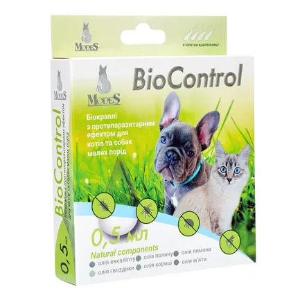 Біо контроль (BioControl) біокраплі з протипаразитарним ефектом для котів та собак малих порід 0,5 мл, MODES