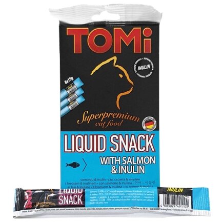 TOMi Liquid Snack Salmon&amp;Inulin ТОМІ ЛОСОСЬ З ІНУЛІНОМ рідкі ласощі для котів 0,015 кг