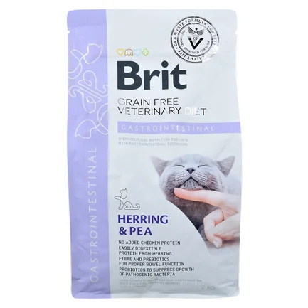Сухий корм Brit GF VetDiet Cat Gastrointestinal для котів, при порушеннях травлення, з оселедцем, лососем, яйцем та горохом, 2 кг: додаткове фото 3