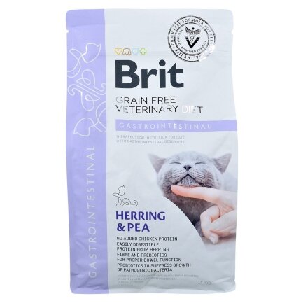 Сухий корм Brit GF VetDiet Cat Gastrointestinal для котів, при порушеннях травлення, з оселедцем, лососем, яйцем та горохом, 2 кг — Фото 2