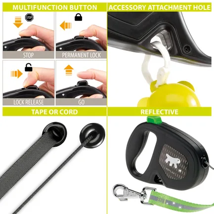 Ferplast FLIPPY ONE REFLEX CORD L GIALL Рулетка-Повідець зі шнуром: додаткове фото 7