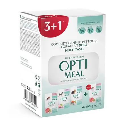 OPTIMEAL Набір консервованого корму для дорослих собак multi taste (3+1)
