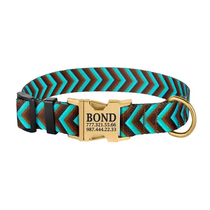Нашийник для Собак BronzeDog Urban Смужка золотий фастекс Коричево-Блакитний L: додаткове фото 3