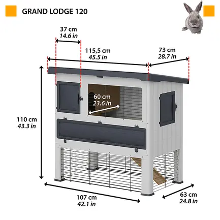 Ferplast CAGE GRAND LODGE 120 GREY Клітка велика для кролів, пластик: додаткове фото 2