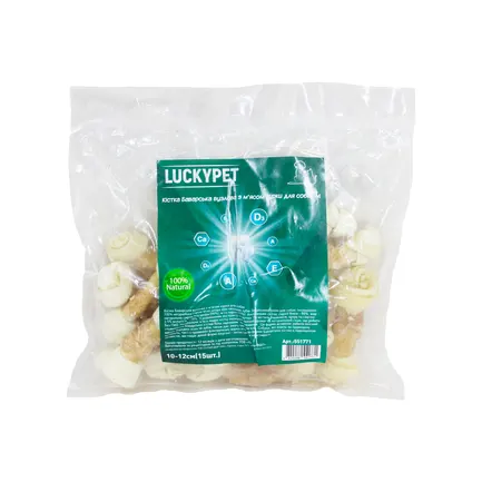 Кістка Баварська вузлова №2 M + м'ясо курки, 10-12 см, 15шт/уп, Lucky Pet