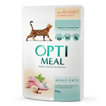 OPTIMEAL конс.корм д/дор котів з кроликом в білому соусі 0,085 кг (12 шт)