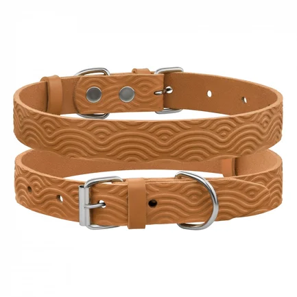 Нашийник для Собак Шкіряний BronzeDog Classic з тисненням Гірчичний M