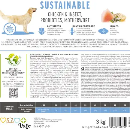 Сухий корм Brit Care Dog Sustainable Adult Large Breed для собак великих порід, з куркою та комахами, 1 кг: додаткове фото 6