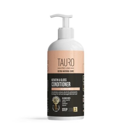 Кератиновий кондиціонер для шерсті собак та котів TAURO PRO LINE Ultra Natural Care Keratin &amp; Gloss Conditioner, 1000 мл