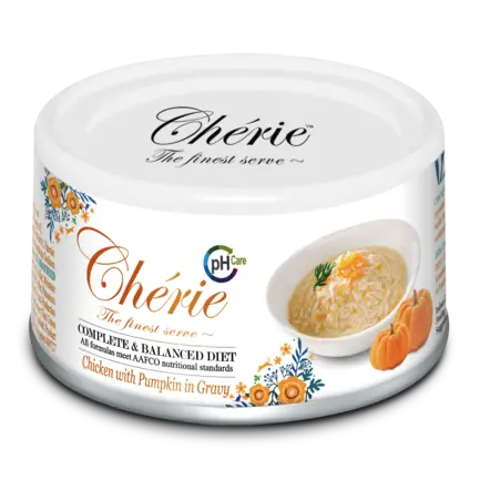 Cherie 80g Complete & Balanced Chicken mix pumpkin in gravy (Urinary tract health) вологий корм для підтримки сечовивідних шляхів у котів зі шматочками курки та гарбуза в cоусі