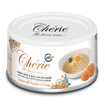 Cherie 80g Complete &amp; Balanced Chicken mix pumpkin in gravy (Urinary tract health) вологий корм для підтримки сечовивідних шляхів у котів зі шматочками курки та гарбуза в cоусі